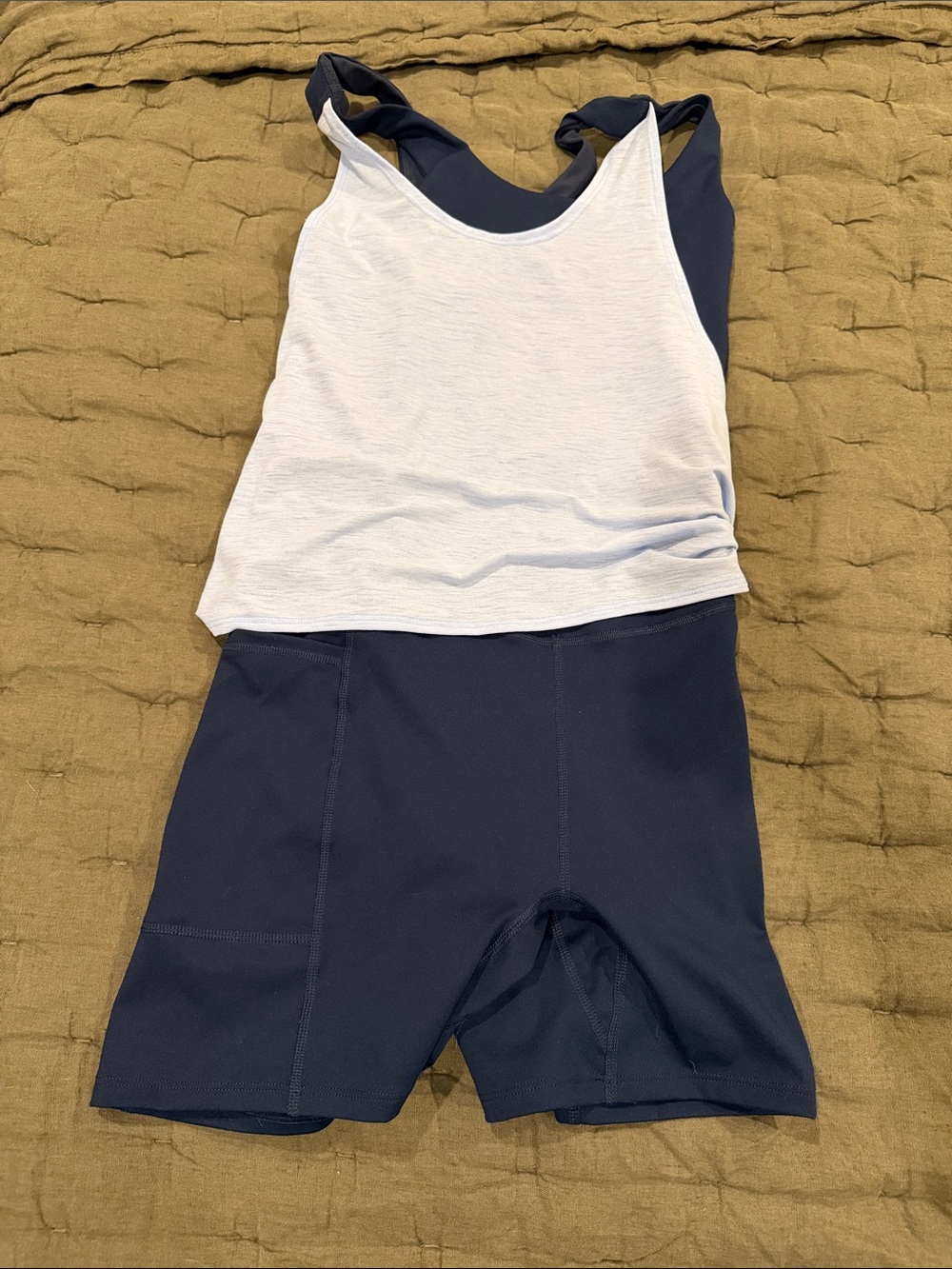 Free People Front Runner Runsie Navy and White Athletic Jumpsuit Romper
